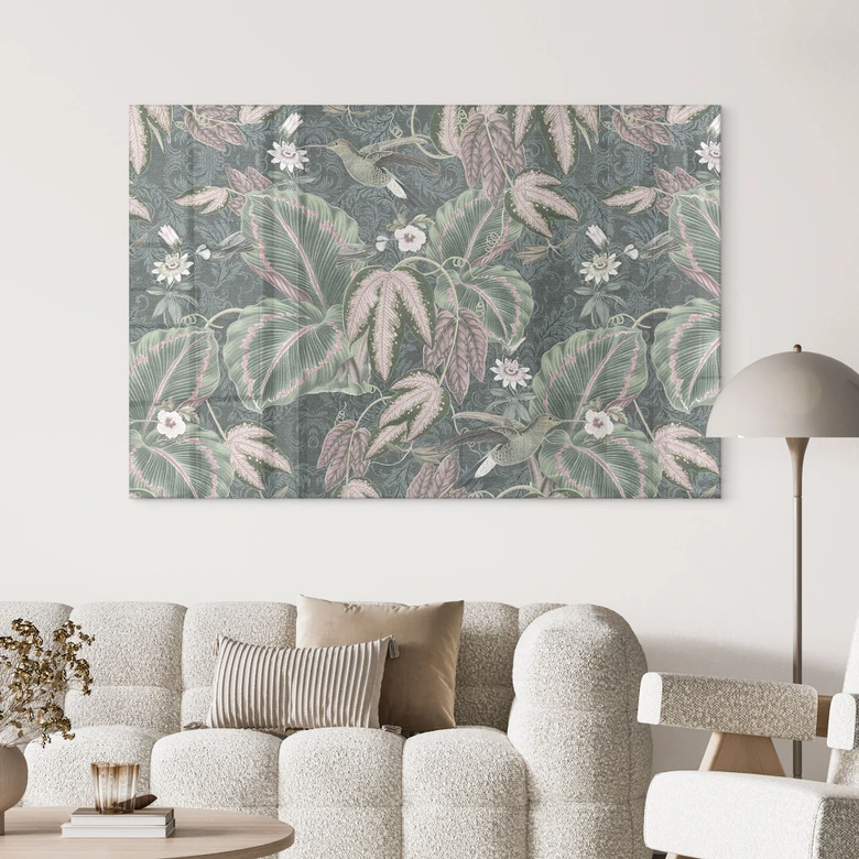 Tableau en verre acrylique Colibri dans la forêt tropicale - Bloomery Decor 