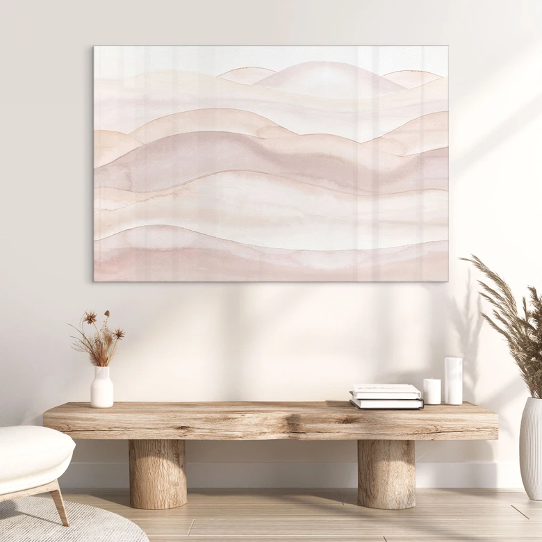 Tableau en verre acrylique Douces collines en aquarelle - Bloomery Decor 