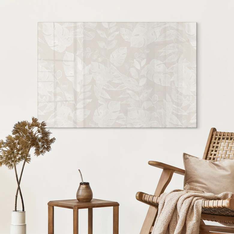 Acrylglasbild Tropische Blätter Beige - Bloomery Decor 