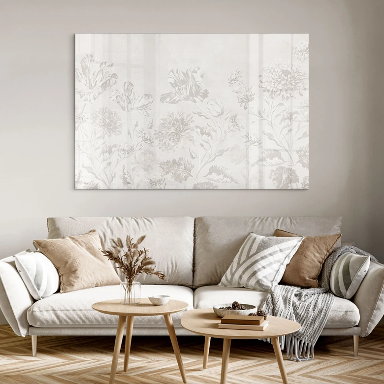 Acrylglasbild Wildblumen in Kreide-Optik Greige - Bloomery Decor 
