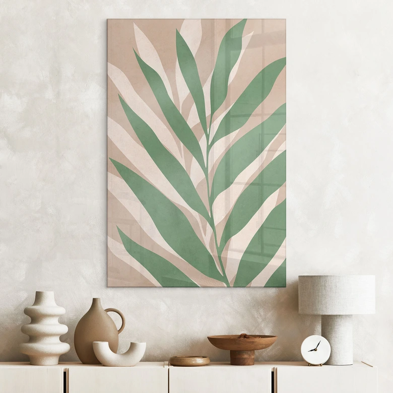 Acrylglasbild Tropische Zweige im sanften Farbspiel - Costa 