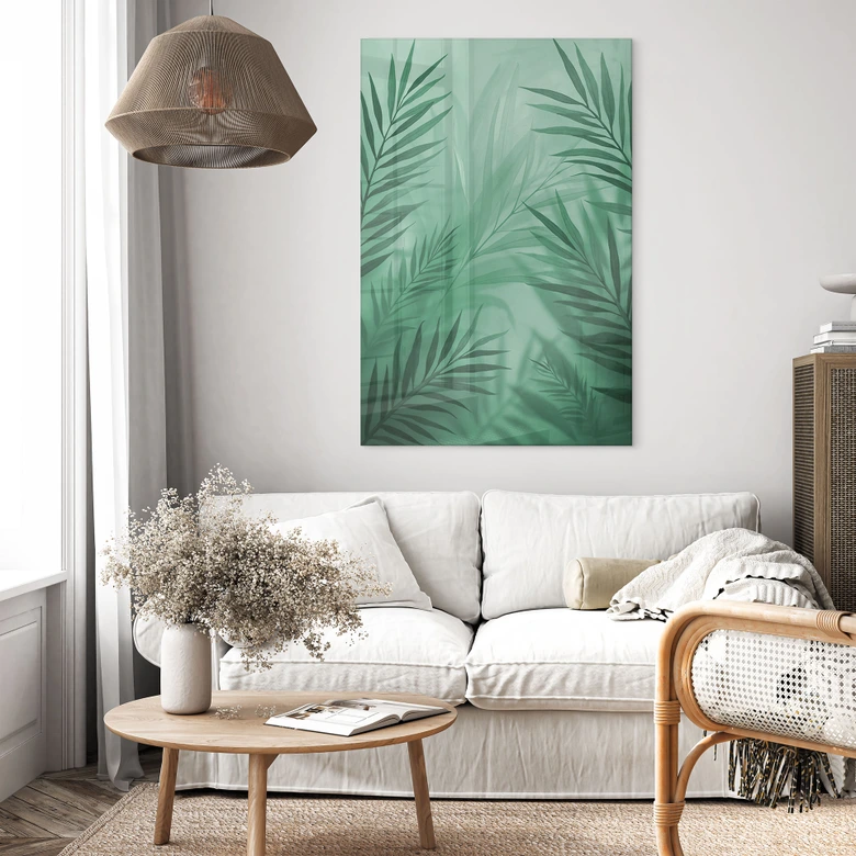 Tableau en verre acrylique Feuilles de palmier vertes 