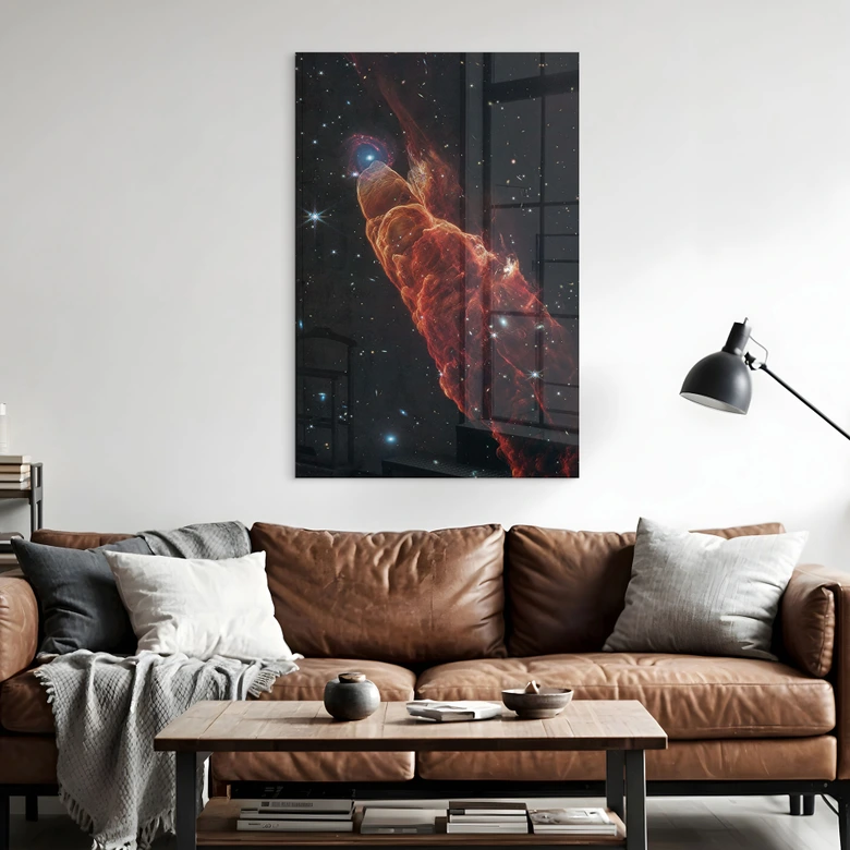 Acrylglasbild James Webb Telescope - Kosmischer Wirbelsturm Herbig Haro 49/50 
