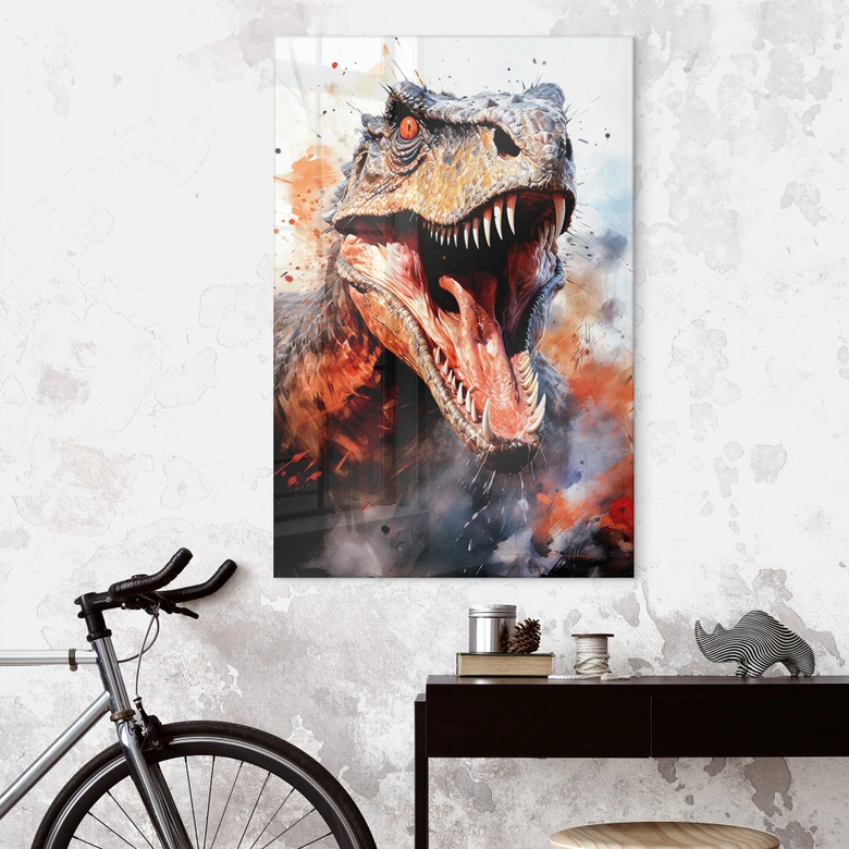 Acrylglasbild T-Rex: Das wilde Gesicht der Urzeit - Jaszke 