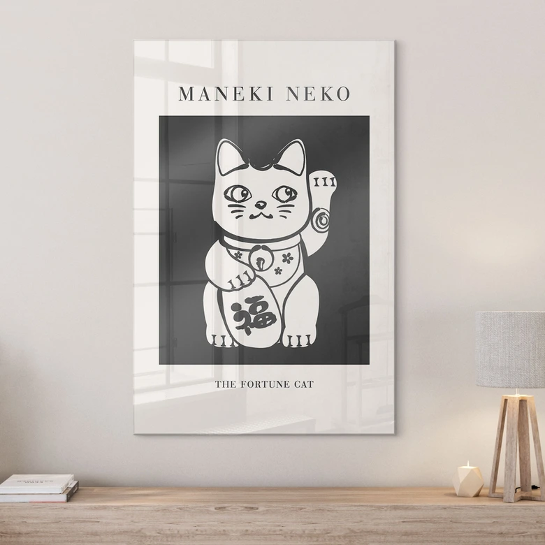 Tableau en verre acrylique Maneki Neko - Le chat porte-bonheur - KsanaKalpa 