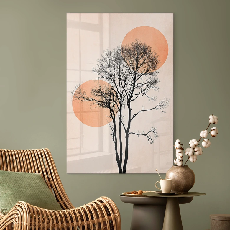 Plexiglas Zon en maan in oranje - Kubistika 