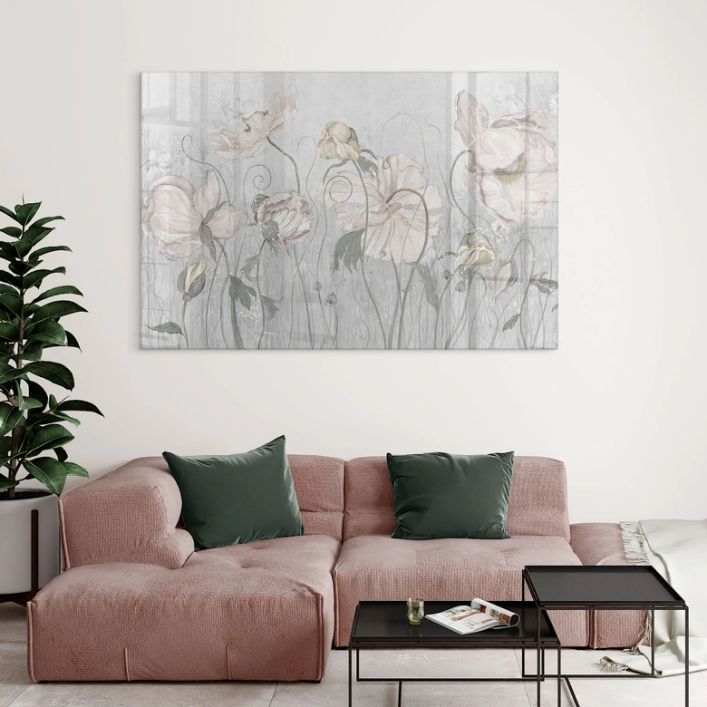 Acrylglasbild Blumen im Vintage Stil in Grau - Ms Tiff 