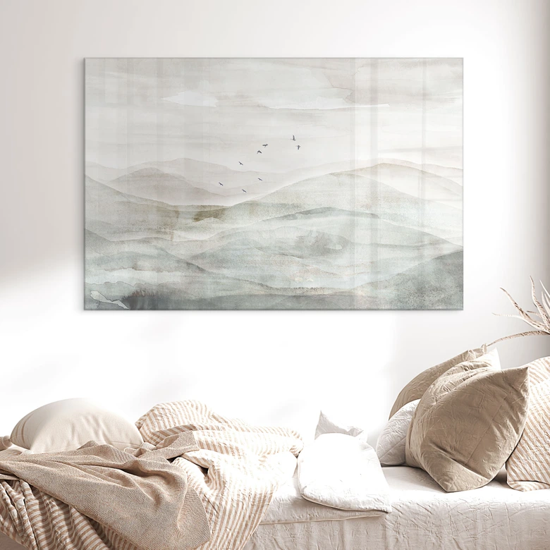 Acrylglasbild Neblige Berglandschaft Aquarell - Ms Tiff 