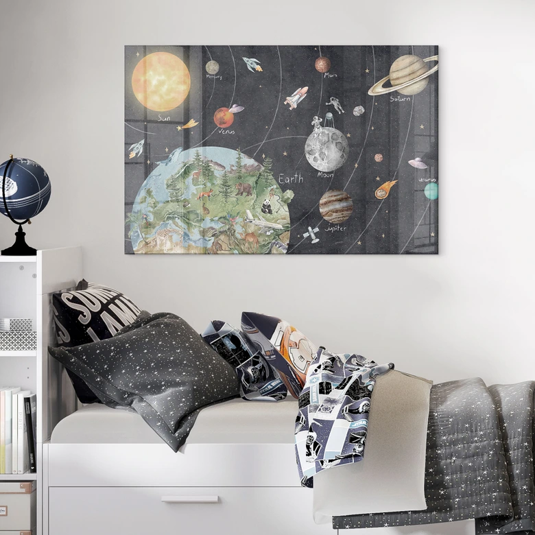 Acrylglasbild Sonnensystem mit Planeten und Erde - Ms Tiff 