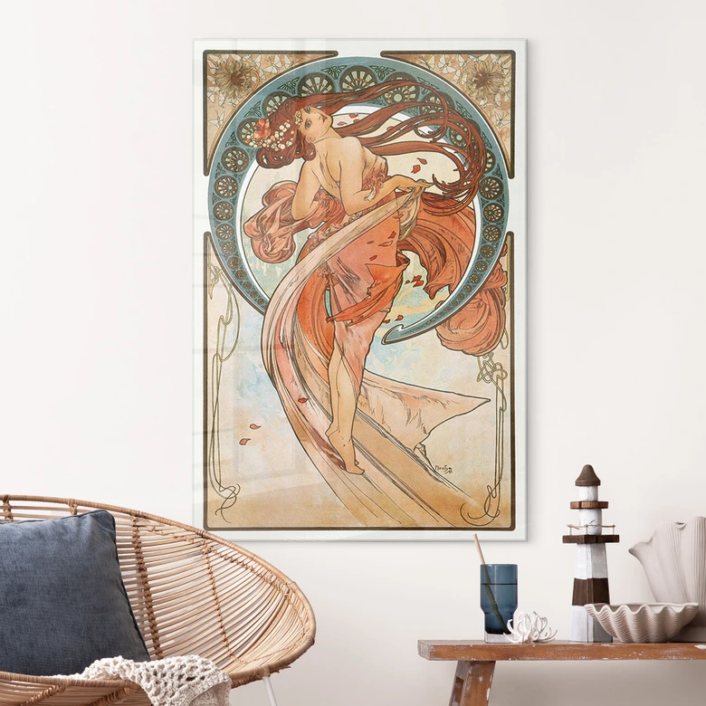 Acrylglasbild Mucha - Vier Künste: Der Tanz 