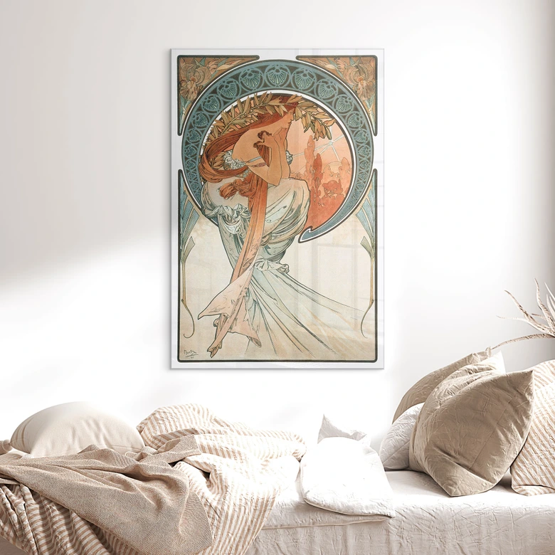 Acrylglasbild Mucha - Vier Künste: Die Poesie 