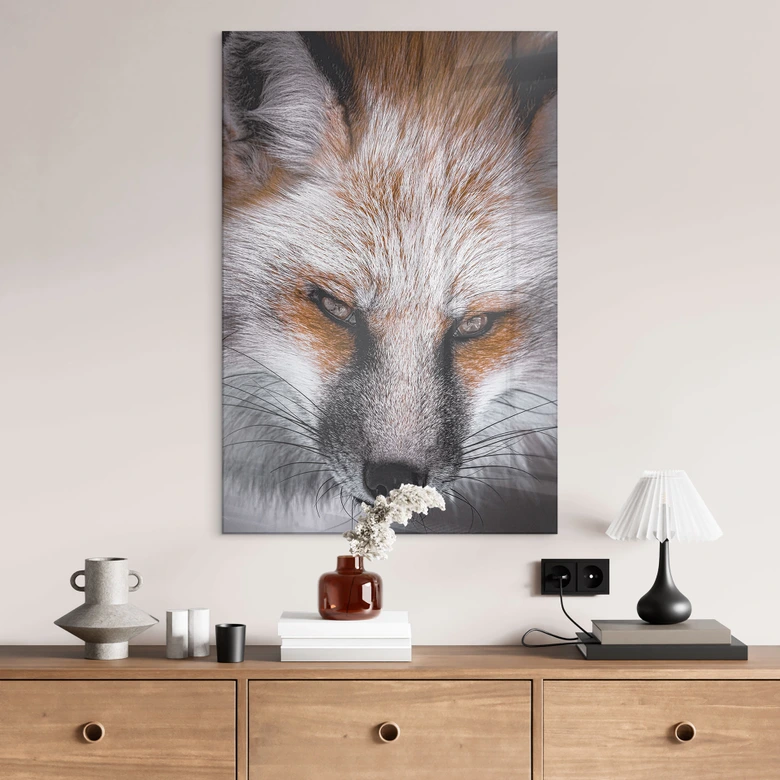 Tableau en verre acrylique Portrait d'animal Renard rouge - Nagi 