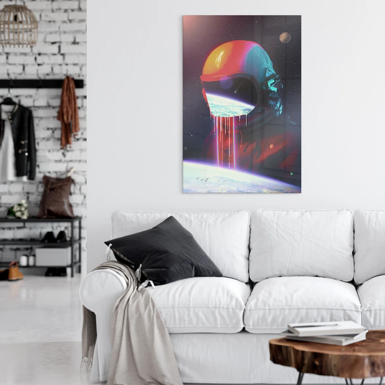 Acrylglasbild Astronaut mit Blick auf die Erde - Nicebleed 