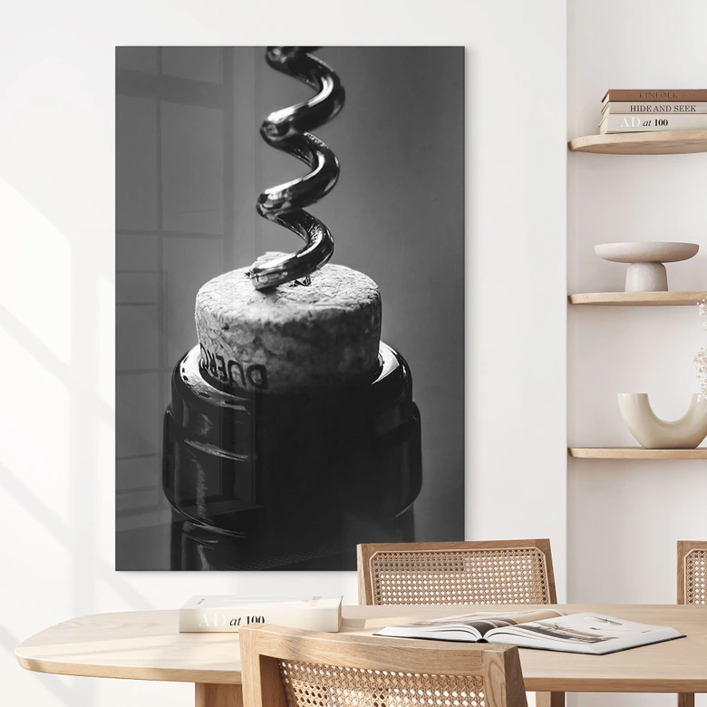 Plexiglas Wijn met kurkentrekker - Pictufy Studio 