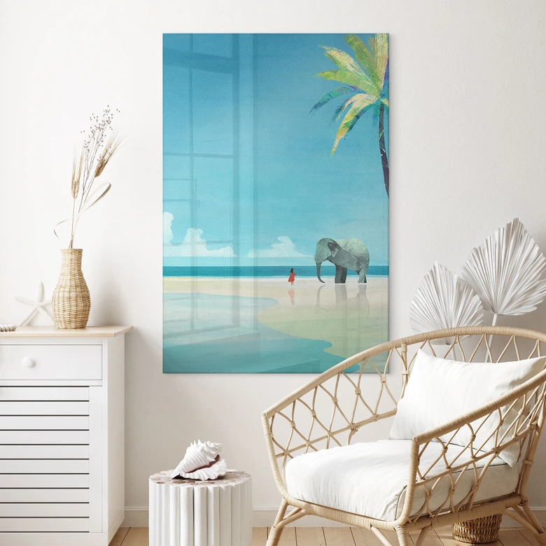 Acrylglasbild Elephant Beach in Indien - Rivers 