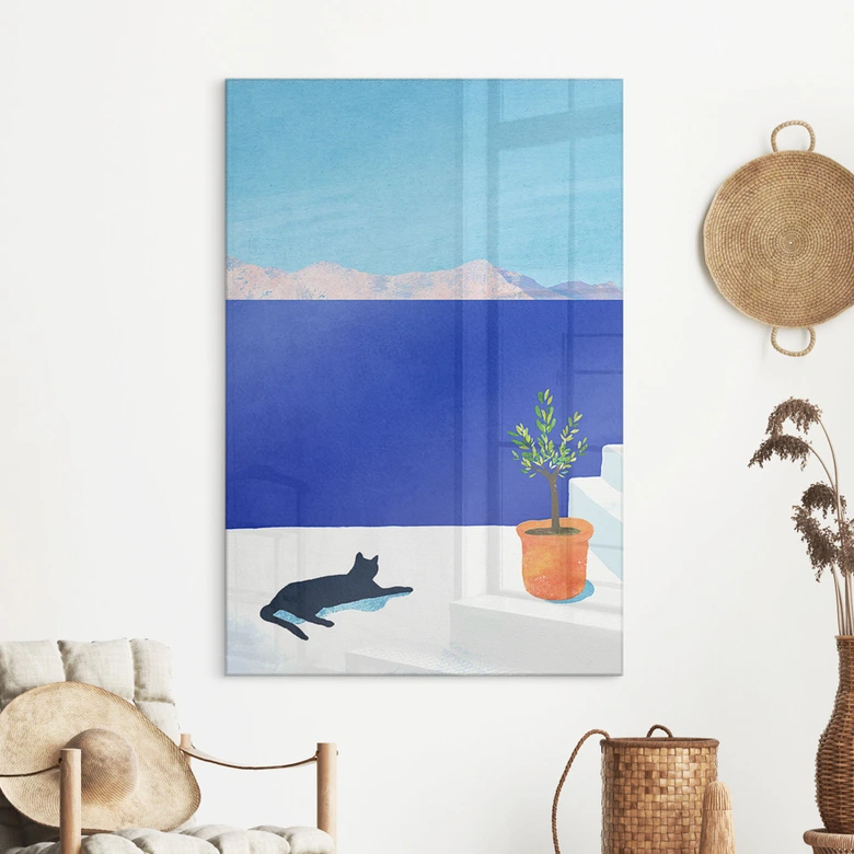 Acrylglasbild Siesta mit Katze am Meer - Rivers 