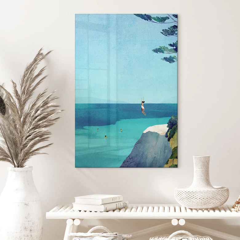 Tableau en verre acrylique Bonheur d'été au bord d'une mer turquoise - Rivers 