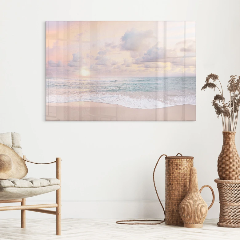 Tableau en verre acrylique Coucher de soleil sur la plage et la mer - Sisi & Seb 