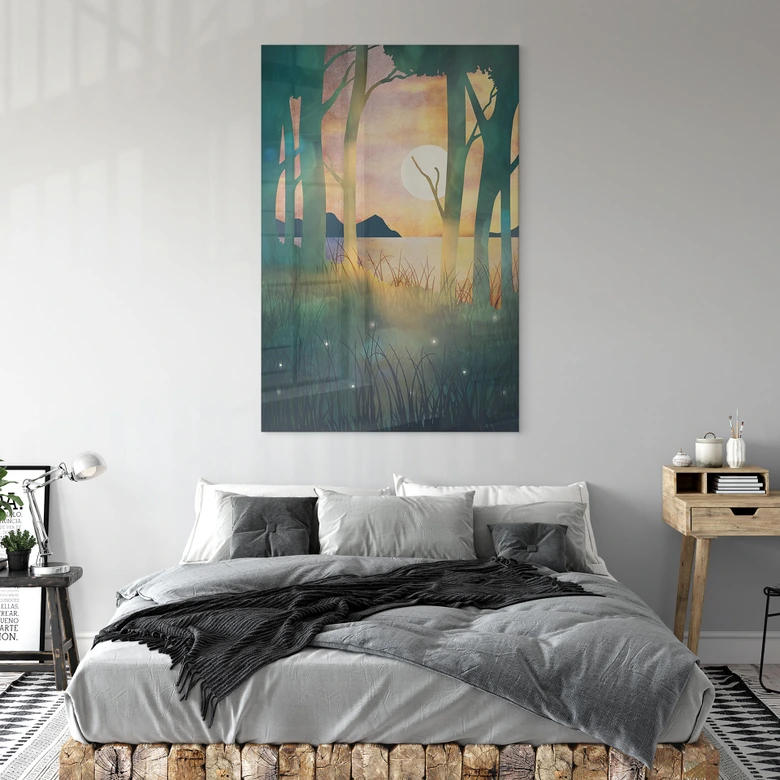 Acrylglasbild Waldzauber bei Sonnenuntergang - SpaceFrog Designs 