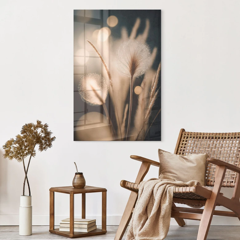 Acrylglasbild Boho Gräser im goldenen Licht - Treechild 