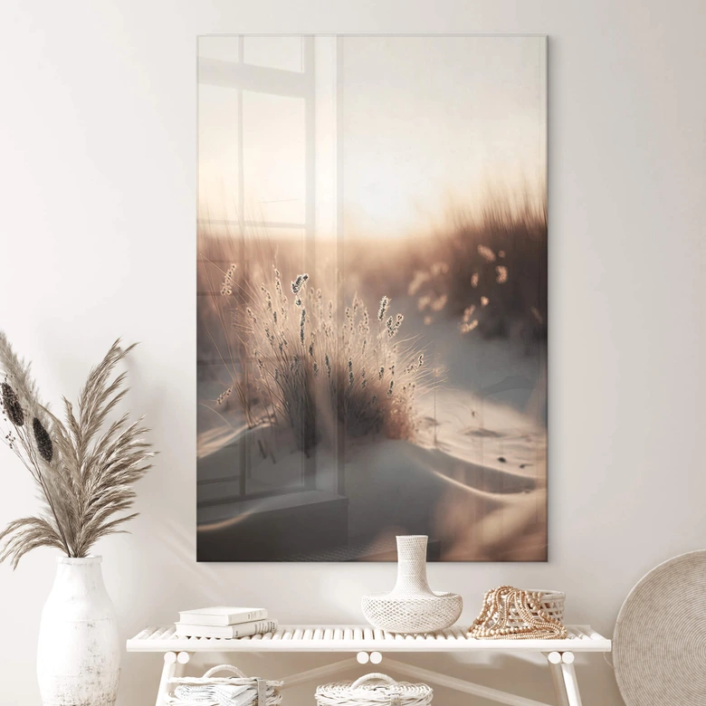 Tableau sur verre acrylique Treechild - Coucher de soleil sur les dunes 