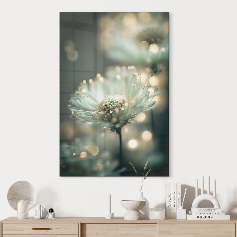 Tableau en verre acrylique Délicat scintillement des fleurs - Treechild 