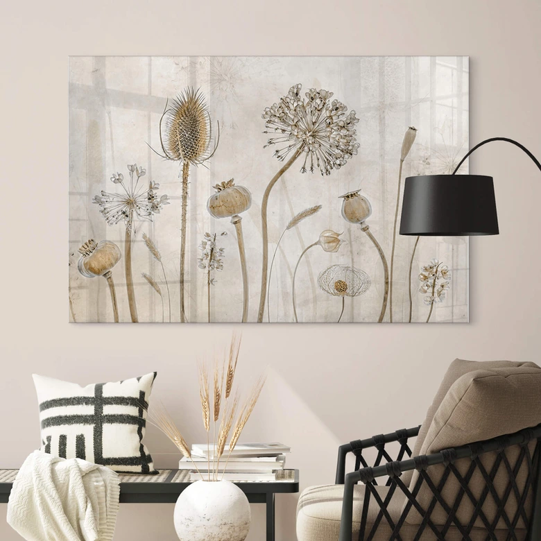 Tableau sur verre acrylique Disher - fleurs séchées 