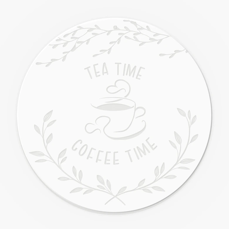 Acrylglas, raamfoto om op te hangen Tijd doorbrengen met koffie en thee - Rond 