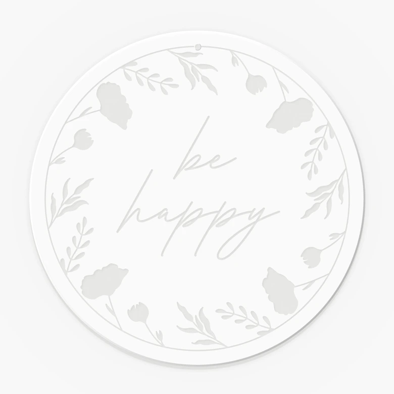 Acrylic glass picture, window picture to hang Be happy - round 