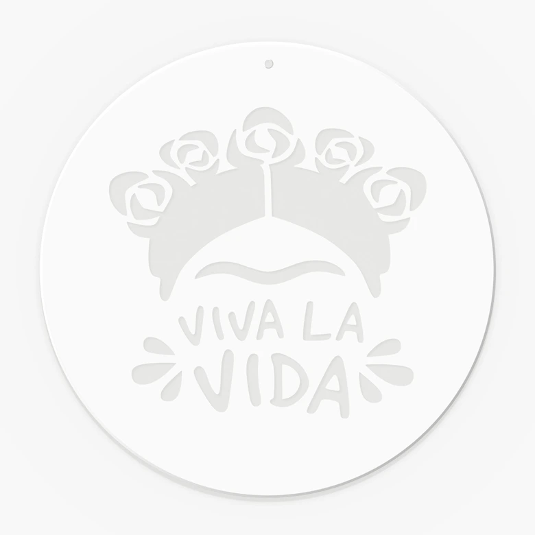 Acrylglasbild, Fensterbild zum Aufhängen Frida - Viva la Vida - Rund 