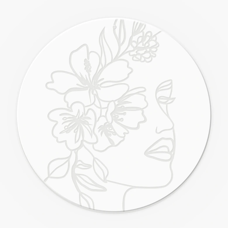 Acrylglasbild, Fensterbild zum Aufhängen Gesicht Floral - Rund 