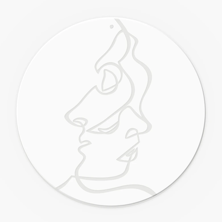 Acrylglasbild, Fensterbild zum Aufhängen Gesichter Line Art - Rund 