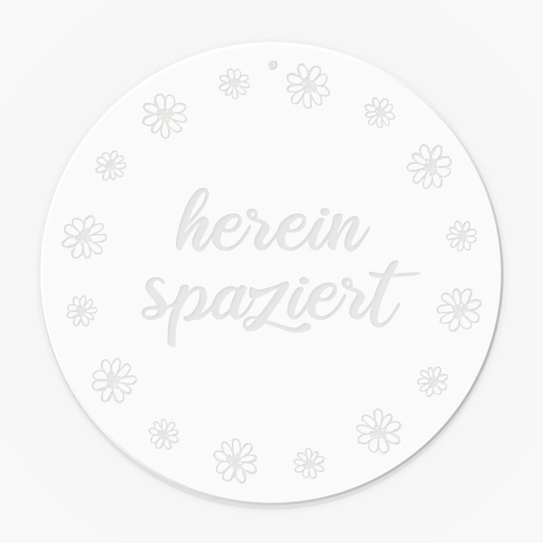 Acrylglasbild, Fensterbild zum Aufhängen Herein spaziert - Rund 