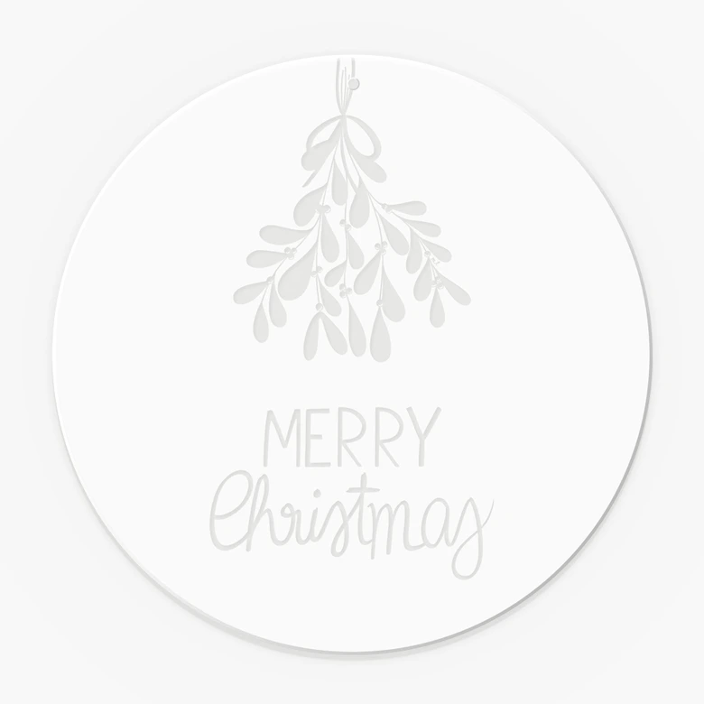 Acrylglasbild, Weihnachtsfensterbild zum Aufhängen - Merry Christmas mit Mistelzweig - Lisboa - Rund 