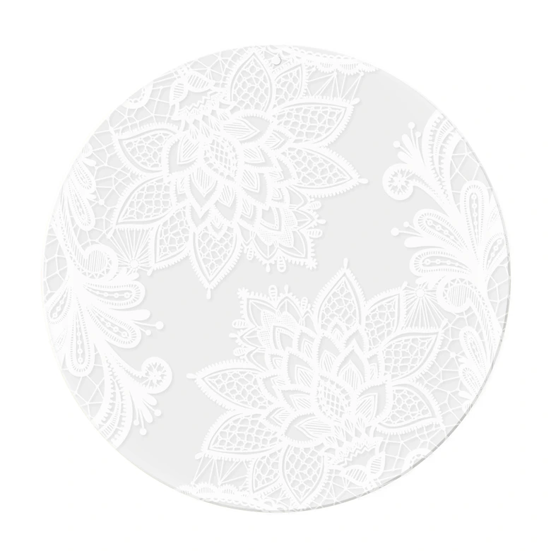 Acrylglasbild, Fensterbild zum Aufhängen Mandala-Blüten in Spitzen-Optik - Rund 