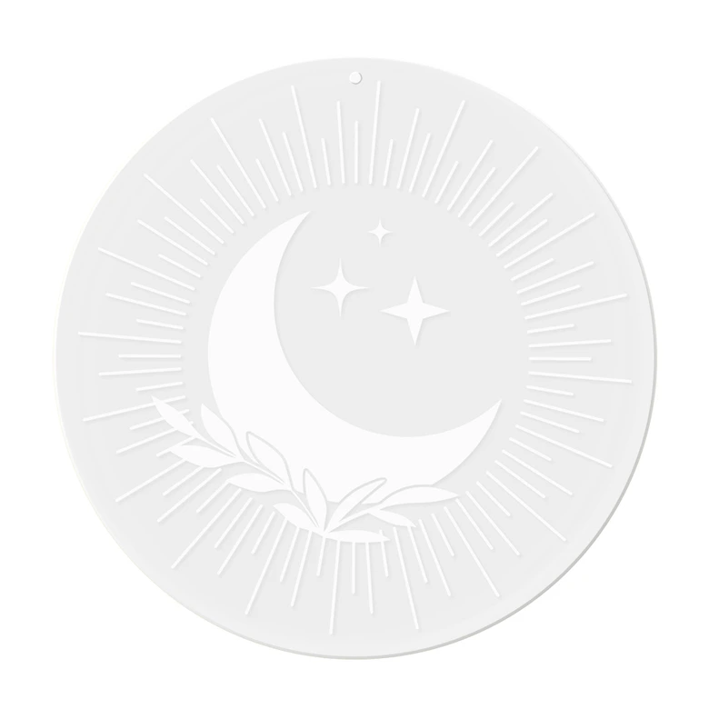 Acrylglasbild, Fensterbild zum Aufhängen Mondsichel mit Strahlenkranz - Rund 