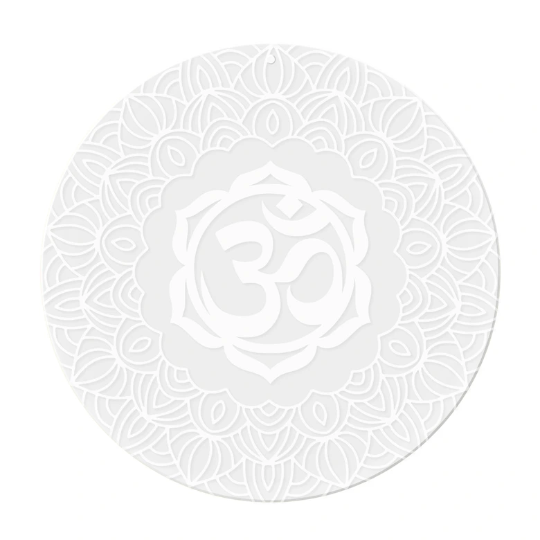 Acrylglasbild, Fensterbild zum Aufhängen Om-Zeichen mit Mandala - Rund 