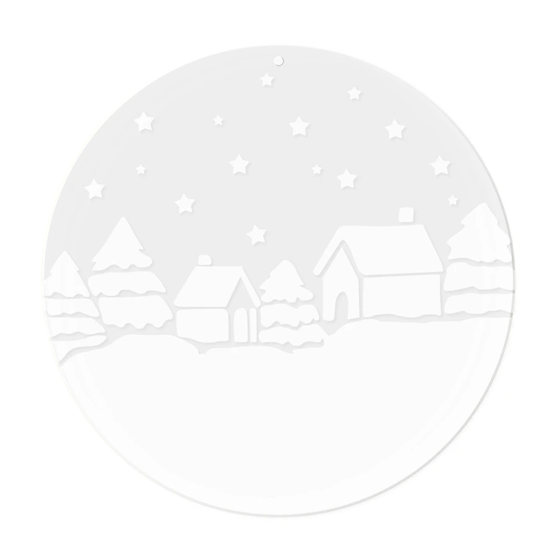 Acrylglasbild, Fensterbild zum Aufhängen Weihnachtliche Landschaft - Rund 