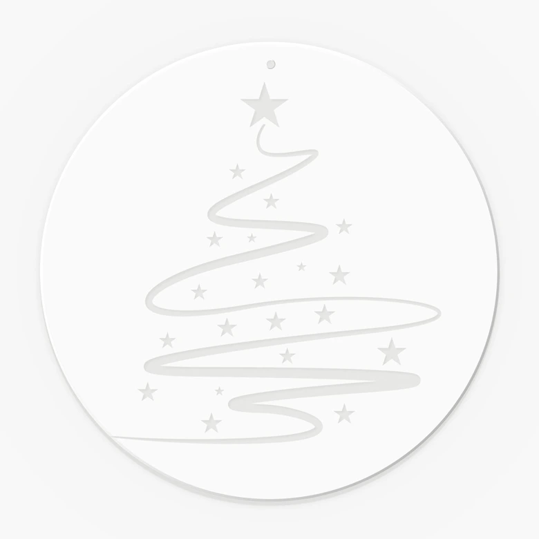 Acrylglas afbeelding, raamafbeelding kerstboom om op te hangen Line Art - rond 