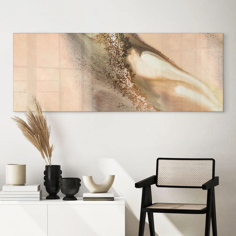 Acrylglasbild Farben der Erde: Fließende Komposition - Meikle - Panorama 