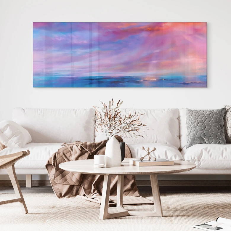 Acrylglas foto Lichtgevende avondlucht bij de zee - Schmucker - Panorama 