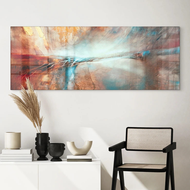 Acrylglasbild Leuchtender Horizont am Wasser - Schmucker - Panorama 