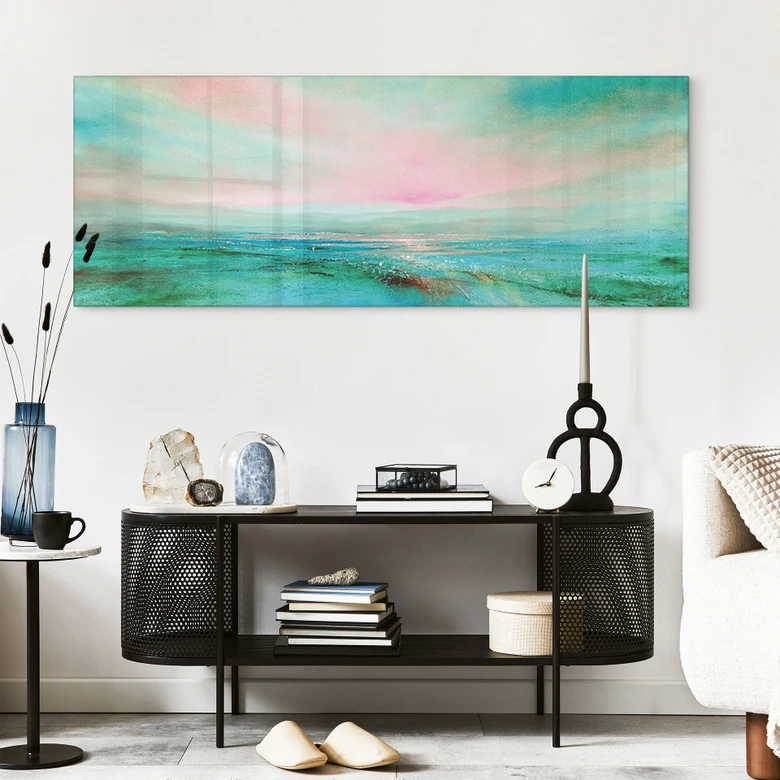 Tableau en verre acrylique Mer turquoise au crépuscule - Schmucker - Panorama 