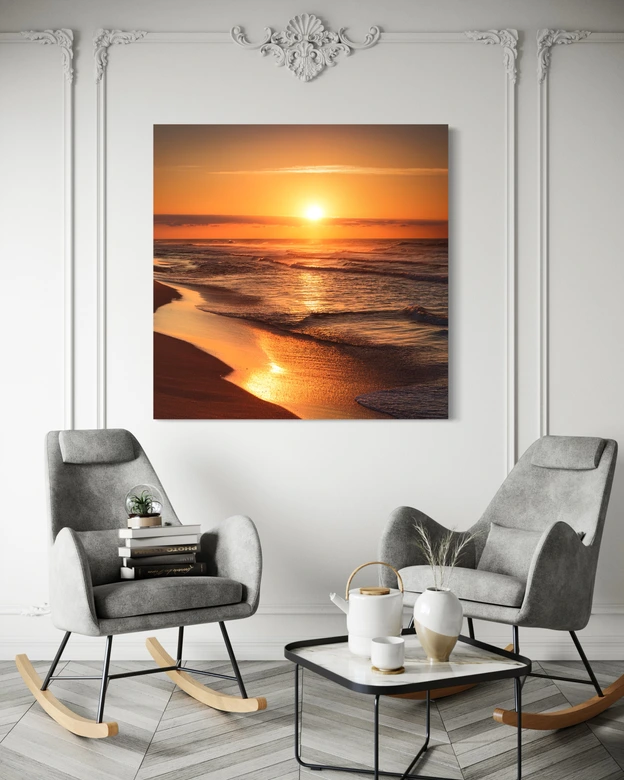 Leinwandbild Sonnenuntergang Strand Landschaft 