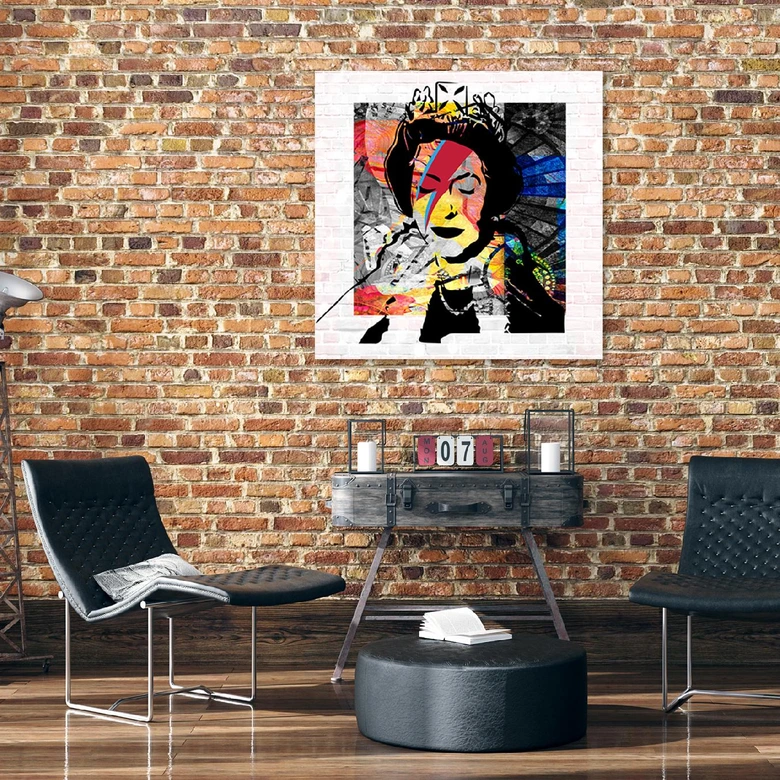 Tableau sur toile, Banksy reine d'Angleterre 