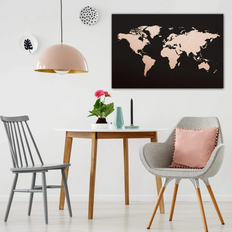 Aluminium Print Copper - Worldmap 02 