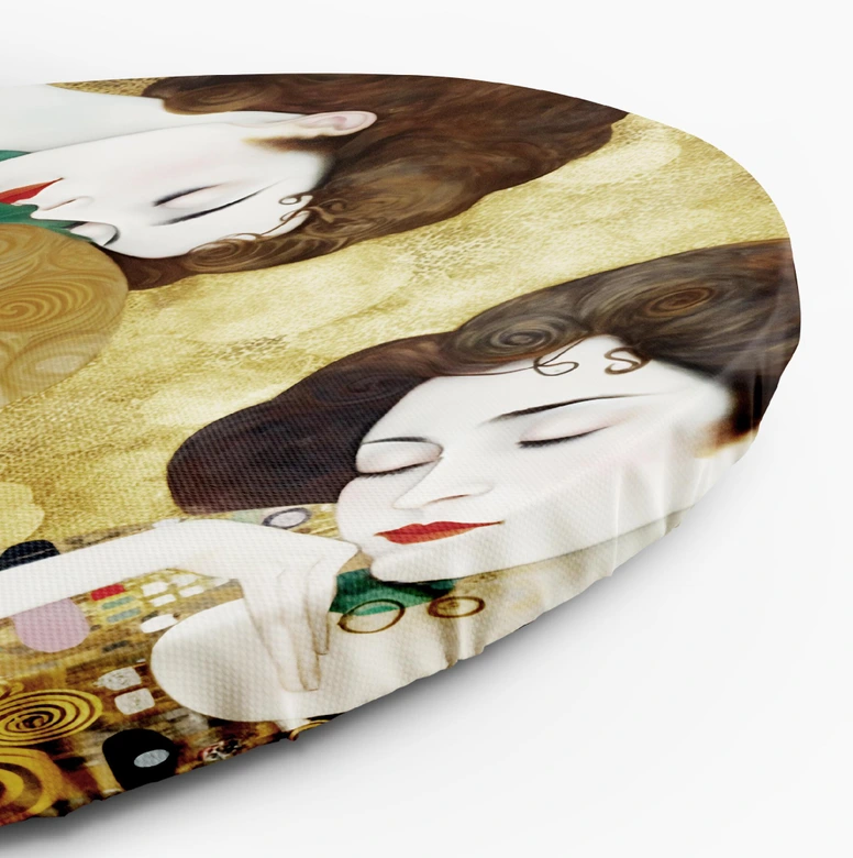 Rundes Leinwandbild - Bildnis einer Frau in Gold - G. Klimt 