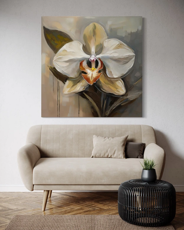 Leinwandbild Bemalte weiße Blume 