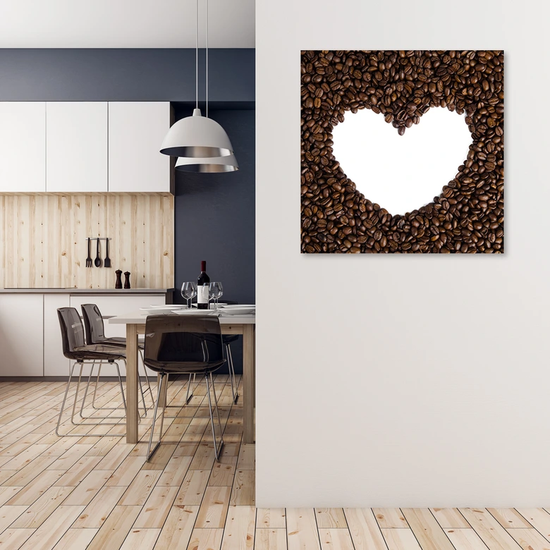 Leinwandbild, Kaffee Herz 