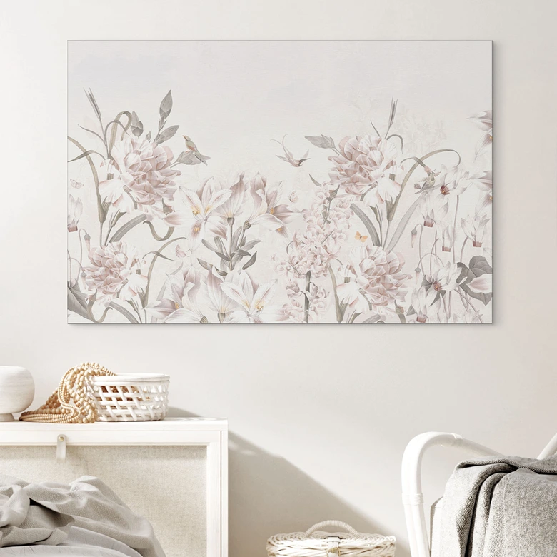 Tableaux Floraux prairie rose clair - Bloomery Decor - Alu-Dibond 
